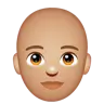 Person: Medium-Light Skin Tone, Bald Emoji 🧑🏼‍🦲 image - WhatsApp style