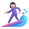 Woman Surfing: Light Skin Tone Emoji 🏄🏻‍♀️ image - Microsoft 3D Fluent style