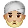 Man Wearing Turban: Medium-Light Skin Tone Emoji 👳🏼‍♂️ image - Apple style