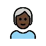 Person: Dark Skin Tone, White Hair Emoji 🧑🏿‍🦳 image - OpenMoji style
