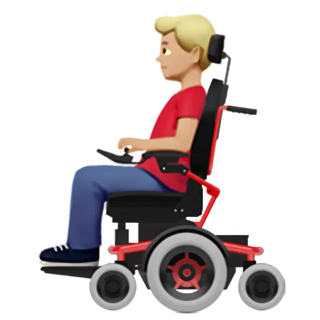 Man In Motorized Wheelchair: Medium-Light Skin Tone