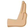 Rightwards Pushing Hand: Medium-Light Skin Tone Emoji 🫸🏼 image - Google Noto Color style