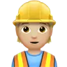 Construction Worker: Medium-Light Skin Tone Emoji 👷🏼 image - Apple style