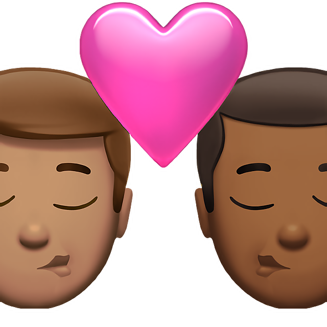 Kiss: Man, Man, Medium Skin Tone, Medium-Dark Skin Tone