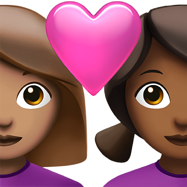 Couple With Heart: Woman, Woman, Medium Skin Tone, Medium-Dark Skin Tone