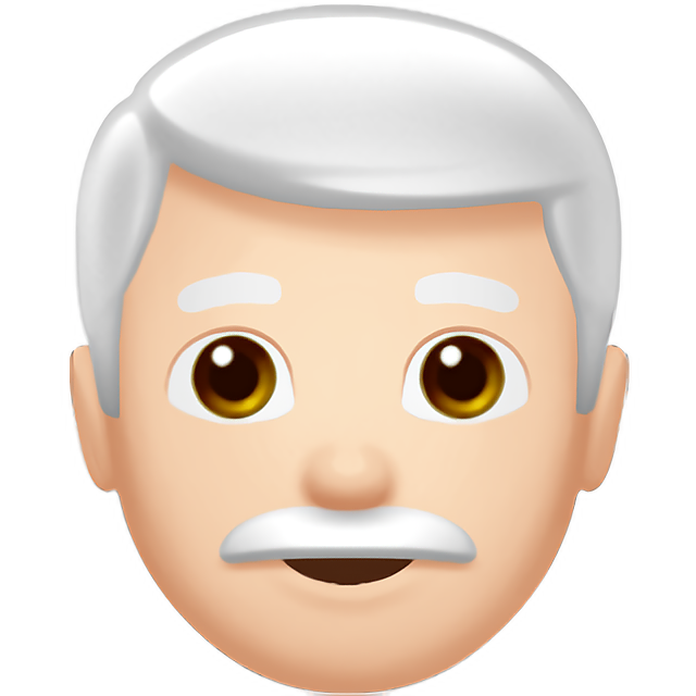 Man: Light Skin Tone, White Hair