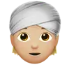 Person Wearing Turban: Medium-Light Skin Tone Emoji 👳🏼 image - Apple style