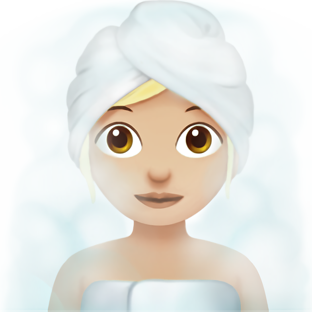 Woman In Steamy Room: Medium-Light Skin Tone