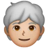 Person: Medium-Light Skin Tone, White Hair Emoji 🧑🏼‍🦳 image - Samsung style