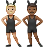 Men With Bunny Ears: Medium-Light Skin Tone, Medium-Dark Skin Tone Emoji 👨🏼‍🐰‍👨🏾 image - Apple style