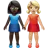 Women Holding Hands: Dark Skin Tone, Medium-Light Skin Tone