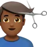 Man Getting Haircut: Medium-Dark Skin Tone Emoji 💇🏾‍♂️ image - Apple style
