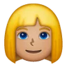 Woman: Medium Skin Tone, Blond Hair Emoji 👱🏽‍♀️ image - Samsung style