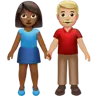 Woman And Man Holding Hands: Medium-Dark Skin Tone, Medium-Light Skin Tone Emoji 👩🏾‍🤝‍👨🏼 image - Apple style
