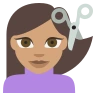 Person Getting Haircut: Medium Skin Tone Emoji 💇🏽 image - EmojiTwo style