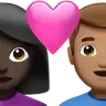 Couple With Heart: Woman, Man, Dark Skin Tone, Medium Skin Tone Emoji 👩🏿‍❤️‍👨🏽 image - Apple style
