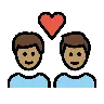 Couple With Heart: Man, Man, Medium Skin Tone Emoji 👨🏽‍❤️‍👨🏽 image - OpenMoji style