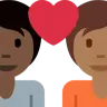 Couple With Heart: Person, Person, Dark Skin Tone, Medium-Dark Skin Tone Emoji 🧑🏿‍❤️‍🧑🏾 image - Twitter / X (Twemoji) style