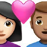 Couple With Heart: Woman, Man, Light Skin Tone, Medium Skin Tone Emoji 👩🏻‍❤️‍👨🏽 image - Apple style