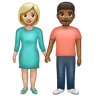 Woman And Man Holding Hands: Medium-Light Skin Tone, Medium-Dark Skin Tone Emoji 👩🏼‍🤝‍👨🏾 image - WhatsApp style