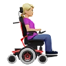 Woman In Motorized Wheelchair Facing Right: Medium-Light Skin Tone Emoji 👩🏼‍🦼‍➡️ image - Apple style