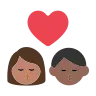 Kiss: Woman, Man, Medium Skin Tone, Medium-Dark Skin Tone Emoji 👩🏽‍❤️‍💋‍👨🏾 image - Tossface style
