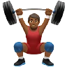 Man Lifting Weights: Medium-Dark Skin Tone Emoji 🏋🏾‍♂️ image - Apple style