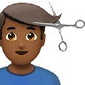 Man Getting Haircut: Medium-Dark Skin Tone Emoji 💇🏾‍♂️ image - Apple style