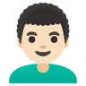 Man: Light Skin Tone, Curly Hair Emoji 👨🏻‍🦱 image - Google Noto Color style