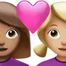 Couple With Heart: Woman, Woman, Medium Skin Tone, Medium-Light Skin Tone Emoji 👩🏽‍❤️‍👩🏼 image - Apple style