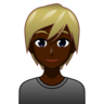 Person: Dark Skin Tone, Blond Hair Emoji 👱🏿 image - Emojidex style