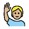Person Raising Hand: Medium-Light Skin Tone Emoji 🙋🏼 image - OpenMoji style