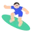 Man Surfing: Light Skin Tone