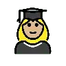 Woman Student: Medium-Light Skin Tone Emoji 👩🏼‍🎓 image - OpenMoji style