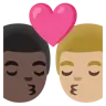 Kiss: Man, Man, Medium-Light Skin Tone, Dark Skin Tone Emoji 👨🏼‍❤️‍💋‍👨🏿 image - Google Noto Color style