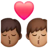Kiss: Man, Man, Medium Skin Tone, Medium-Dark Skin Tone Emoji 👨🏽‍❤️‍💋‍👨🏾 image - Samsung style