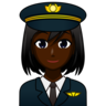 Woman Pilot: Dark Skin Tone Emoji 👩🏿‍✈️ image - Emojidex style