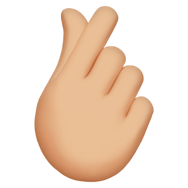 Hand With Index Finger And Thumb Crossed: Medium-Light Skin Tone