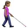 Woman With White Cane Facing Right: Medium Skin Tone Emoji 👩🏽‍🦯‍➡️ image - Apple style