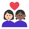 Couple With Heart: Woman, Woman, Light Skin Tone, Medium-Dark Skin Tone Emoji 👩🏻‍❤️‍👩🏾 image - Tossface style