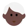 Person: Dark Skin Tone, White Hair Emoji 🧑🏿‍🦳 image - Tossface style