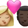 Kiss: Woman, Man, Medium-Light Skin Tone, Dark Skin Tone Emoji 👩🏼‍❤️‍💋‍👨🏿 image - Apple style