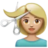 Person Getting Haircut: Medium-Light Skin Tone Emoji 💇🏼 image - WhatsApp style