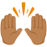 Raising Hands: Medium Skin Tone Emoji 🙌🏽 image - Facebook Messenger (2016) style