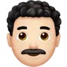 Man: Light Skin Tone, Curly Hair Emoji 👨🏻‍🦱 image - Apple style