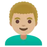 Man: Medium-Light Skin Tone, Curly Hair Emoji 👨🏼‍🦱 image - Google Noto Color style