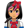Woman Singer: Medium Skin Tone Emoji 👩🏽‍🎤 image - Emojidex style