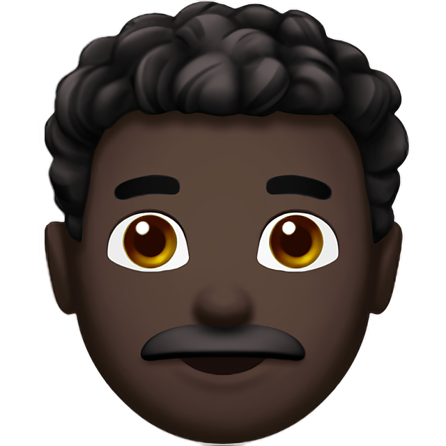 Man: Dark Skin Tone, Curly Hair