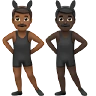 Men With Bunny Ears: Medium-Dark Skin Tone, Dark Skin Tone Emoji 👨🏾‍🐰‍👨🏿 image - Apple style
