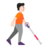 Person With White Cane Facing Right: Light Skin Tone
